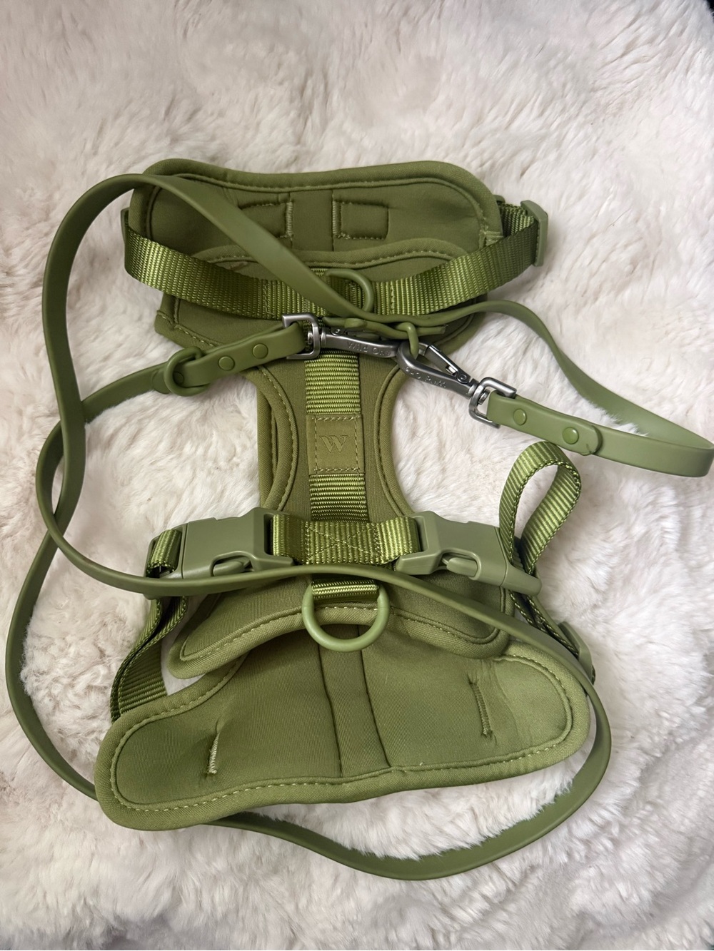 Wild One Green Padded Dog Harness Medium with Matching Leash Small NWOT